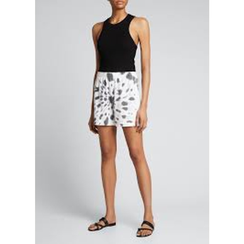 Monrow Kaleidoscope Tie Dye White Grey Pull On Shorts Xs Nwt Festival Cozy Chic